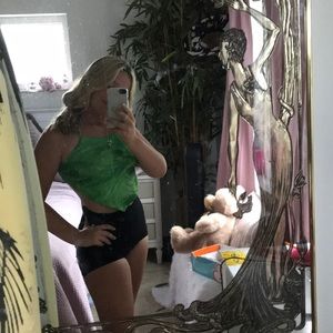 Green bandana crop top